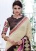 Shaded Cream and Brown Georgette Saree