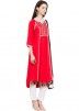 Readymade Red Cotton Pant Suit with Dupatta