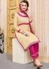 Cream Straight Cut Embroidered Salwar Suit with Dupatta