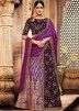Purple Jacquard Silk & Velvet Lehenga Saree