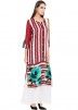 Readymade Red Cotton Straight Cut Salwar Suit