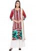 Readymade Red Cotton Straight Cut Salwar Suit