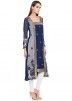 Readymade Blue Embroidered Georgette Long Kurta 