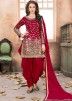Red Art Silk Punjabi Salwar Suit With Dupatta