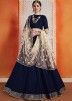 Navy Blue Lengha With Choli With Embellished Dupatta