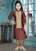 Readymade Woven Top Bottom Set In Maroon