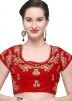 Red Velvet Bridal Embroidered Lehenga Choli