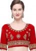 Velvet Bridal Embroidered Lehenga Choli In Red