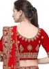 Velvet Bridal Embroidered Lehenga Choli In Red