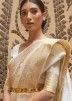Cream Woven Art Silk Saree With Blouse