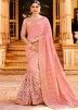 Eid Clothes - Buy Pink Thread Embroidered Art Silk Indian Saree Online USA