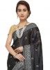 Black Saree With Blouse In Pure Silk