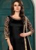 Black Embroidered Art Silk Punjabi Suit