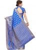 Blue Art Silk Woven Saree With Blouse
