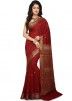 Maroon Woven Indian Silk Saree