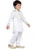 White Cotton Readymade Kids Pathani Suit