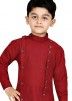 Maroon Readymade Asymmetric Kids Kurta Pajama Set