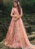 Peach Floral Embroidered Lengha Dress With Dupatta