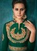 Green Embroidered Readymade Indowestern Gown