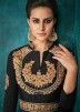 Black Embroidered Readymade Indowestern Gown