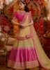 Beige And Pink Shaded Woven Lehenga Choli With Dupatta Online | Panash India 