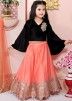 Designer Peach Gota Patti Laced Bell Sleeved Kids Lehenga Choli USA UK