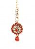 Stone Studded Maang Tikka In Red