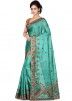Turquoise Pure Silk Embroidered Saree