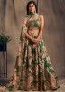 Green Embroidered Organza Printed Lengha With Choli