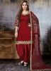 Maroon Art Silk Embroidered Punjabi Suits Online Shopping