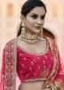 Pink Bridal Hand Embroidered Velvet Lehenga Choli