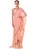Peach Draped Style Designer Georgette Saree With Blouse