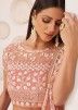 Pink Flared Lehenga Choli With Thread Embroidery