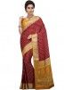 Maroon And Yellow Woven Indian Silk Saree Online