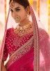 Pink Bridal Velvet Lehenga Choli With Heavy Border