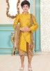 Buy Yellow Woven Asymmetric Kids Sherwani Dhoti Set Shopping Online