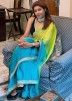 Shaded Green Chiffon Saree With Embroidered Blouse