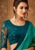 Shaded Green Chiffon Saree With Embroidered Blouse