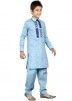 Readymade Blue Kids Linen Pathani Suit