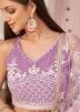Bridesmaid Purple Net Lehenga With Embroidered Choli