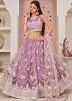 Bridesmaid Purple Net Lehenga With Embroidered Choli