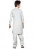 Readymade Off White Kids Linen Pathani Suit