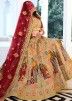 Beige Embroidered Bridal Lehenga Choli In Velvet