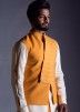 Off White Kurta Pajama With Asymmetric Nehru Jacket