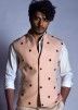 Powder Pink Cotton Readymade Nehru Jacket