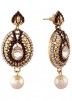 Stone Studded Golden and Brown Earrings