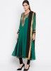 Green Embroidered Flared Georgette Salwar Suit