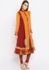 Maroon And Yellow Readymade Georgette Salwar Suit