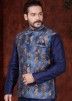Readymade Navy Blue Kurta Pajama With Nehru Jacket