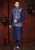 Buy Readymade Navy Blue Mens Kurta Pajama for Wedding With Nehru Jacket Online